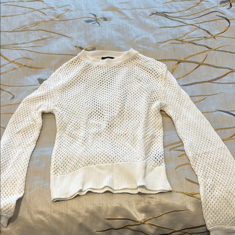 White Mesh Knit Sweater